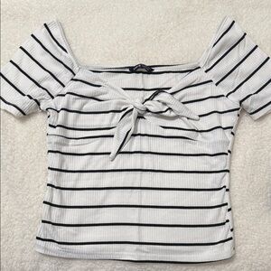 SHEIN Black and White Striped Crop Top